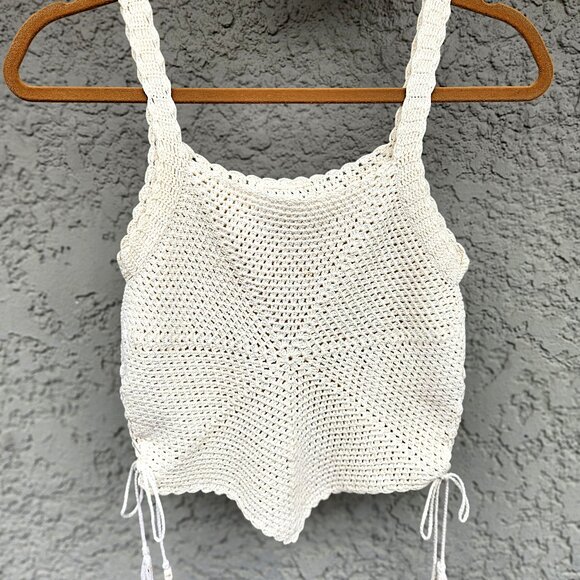 Vintage Hippy Crochet Top Beach Hippie Boho 1981 - Picture 1 of 5